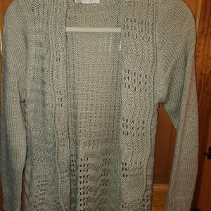 Elegant Women's Open-Front Crochet Knit Boho Granny Hippie Cardigan in Beige